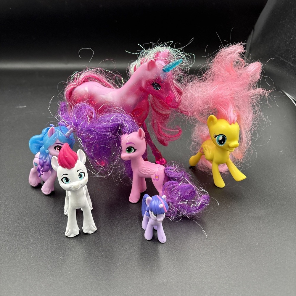 My Little Pony Mini Horses Misc Lot 6&  Chelsea's Pink Sparkle Unicorn
